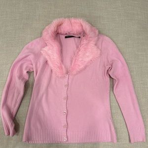 Women’s $125 sweater genuine fur removable collar small